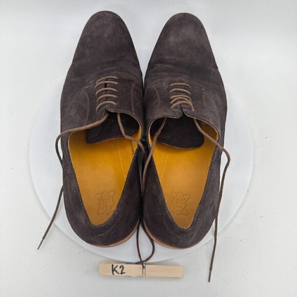 Undandy Oxford Classic Men Size 10 Lace Up Dress Shoes Tan Brown Suede - Picture 11 of 13